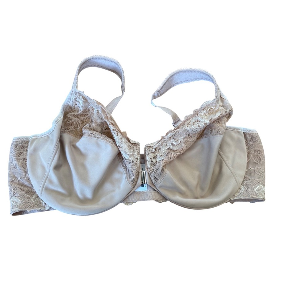 Bramour tan lace wire support comfort full coverage bra